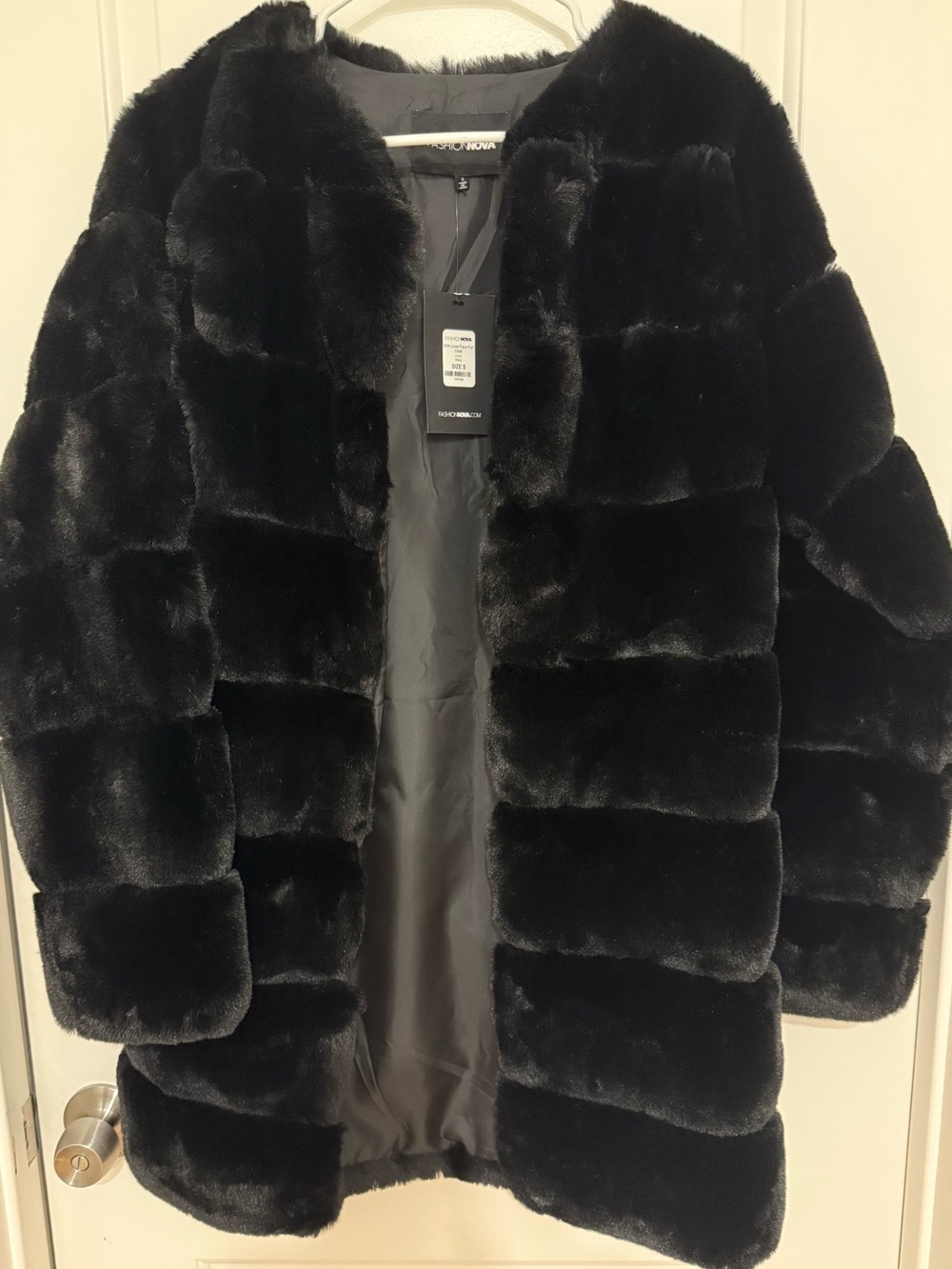 Fashion Nova Black Faux Fur Puffer Coat